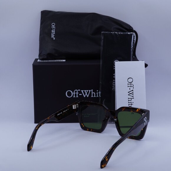Off-White OERI13I JACKSON 6055 Sunglasses Havana Square Frame, Green Lenses - Picture 10 of 10